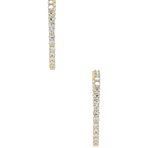 The M Jewelers Large Pave 925 Hoops in gold - Picture 3 of 11
